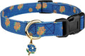 Cotton Handmade Dog Collar Cute and Distinctive Patterns Blue Rose with Pendant for Girl Boy Dogs Collars L