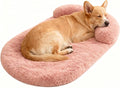 Calming Dog Beds for Medium Large Dogs, Orthopedic Cushion Plush Dogs Lounge Couch Sofa with Washable Removable Cover, Anti-Anxiety Soft Faux Fur Fits up to 40 lbs Pets (Oval, Blush 32"x24")
