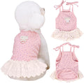 Dog Summer Clothes for Small Medium Dogs Cat Daisy Flower Cute Pet Dress with D-Ring Sleeveless Puppy Outfits Doggy Shirt for Shih Tzu Yorkie Chihuahua Colthe (Pink, Large(6.6-9.3lb))