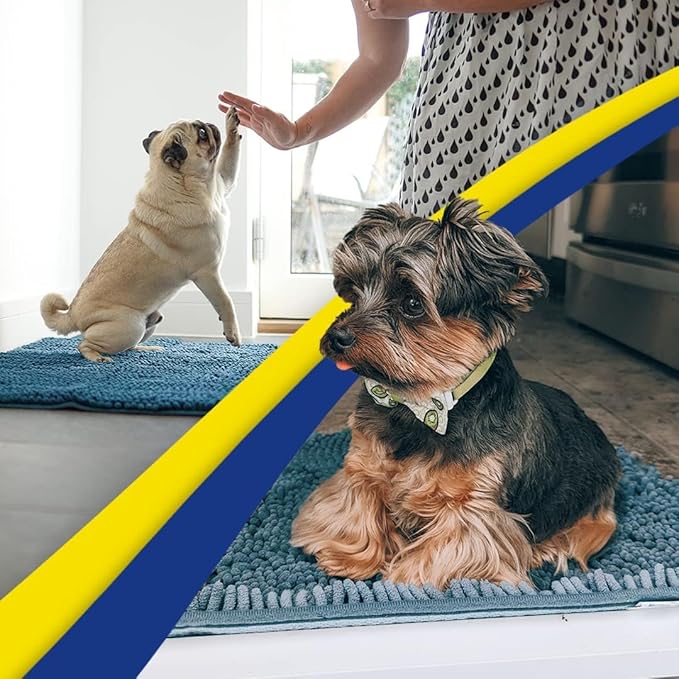 Muddy Mat® | Super Absorbent Door Mat Indoor, Microfiber Quick Dry Chenille Entryway Rug, Non-Slip Front Door Mat, Indoor Mats for Entryway, Machine Washable Pet Rug, Atlantic Blue 36"x72"