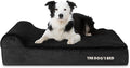 The Dog’s Bed Orthopedic Memory Foam Dog Bed with Headrest, Calming Surface – CertiPUR-Certified Foam, Plush Fabric, Black Plush, Large, 6-Inch