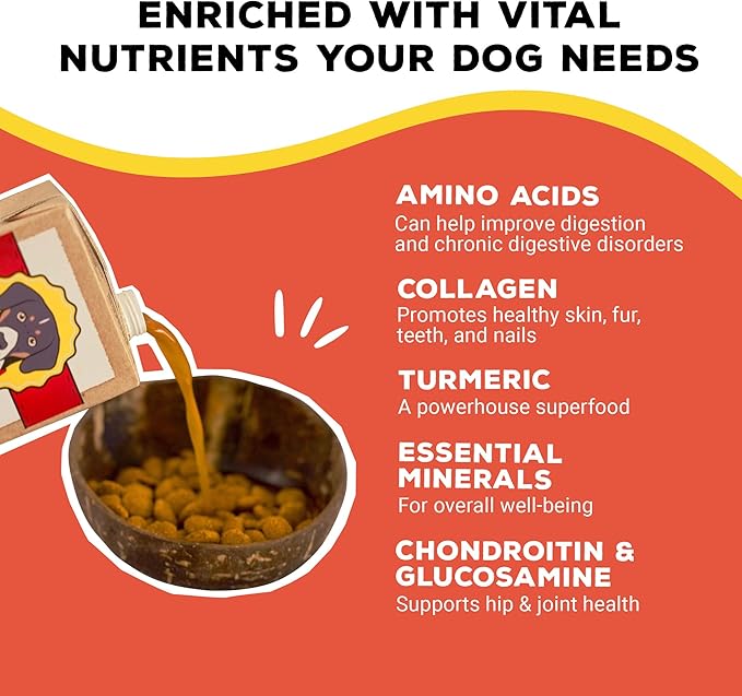 Brutus Bone Broth Liquid for Dogs | All Natural | Made in USA | Glucosamine & Chondroitin for Healthy Joints | Human Grade Ingredients | Hydrating Food Topper, Gravy & Treat (Pork, 2-Pack)