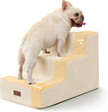 Aodisman Dog Stairs for Small Dogs & Cats, 3-Step Extra Wide Non-Slip Pet Steps for Couch Sofa and Chair, Beige, 15.7" H