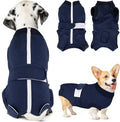 SlowTon Dog Surgery Recovery Suit - Zipper On Dog Onesies After Surgery for Female Male Dogs, Abdominal Wounds Bandages Cone/E-Collar Alternative Dogs Surgical Body Suit (Dark Blue,S)