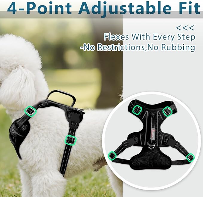BARKBAY Dog Harness No Pull with ID Tag Pocket - Heavy Duty, Reflective, Easy Control for Small Dogs(Black,S)
