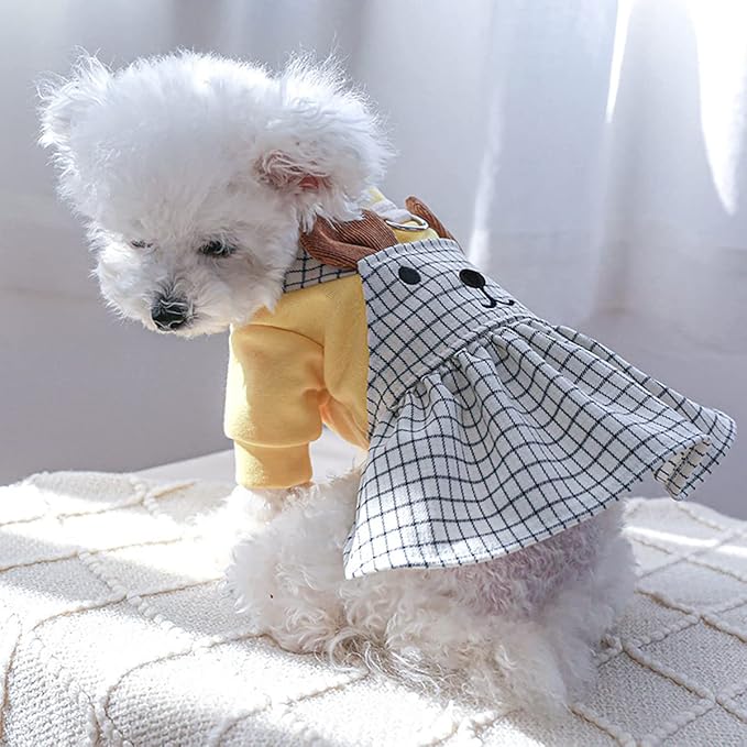 Dog Clothes Cute Cartoon Bear Dog Dress for Small Dogs Summer Lightweight Breathable Girls Dog Outfits Puppy Cotton Holiday Princess Dress Chihuahua Yorkies Sundress