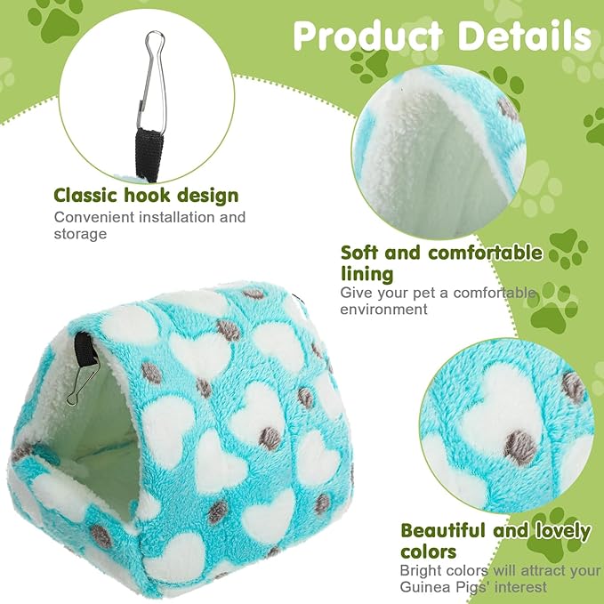 AceOrbit 6 Pcs Rat Hides Guinea Pig Bed Tunnel 7.9 Inch Washable Bird Bed Animal Cage Accessories Rat Bedding for Chinchilla Rabbit Hedgehogs Ferrets Hamster(Bright Color,Cute Patterns)