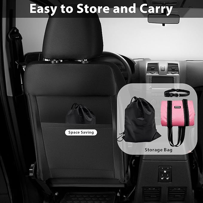 AIITLE Dog Carrier Sling for Large Dogs - Adjustable Anti-Slip Lift Harness with Detachable Reflective Collar & Thick Plush Padding, Mobility Aid for Hind Leg Support, Senior and Rehab (Pink, XL)