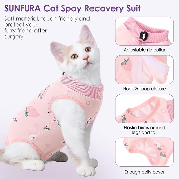 Cat Recovery Suit, Kitten Surgical Full Bodysuit for Abdominal Wound Protector Anti Licking After Surgery, Professional Bandages Cone E-Collar Alternative for Small Male & Female Pets