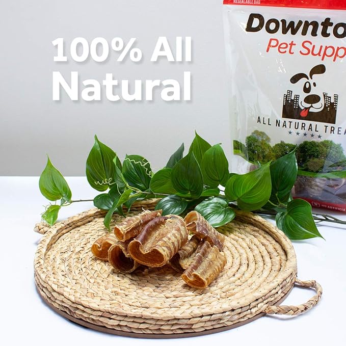 Downtown Pet Supply - Beef Trachea Dog Treats - Bully Sticks Alternative - Dog Dental Treats & Rawhide-Free Dog Chews - Glucosamine, Chondroitin, Protein, Vitamins & Minerals - 3in - 12Ct