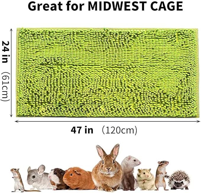 Oncpcare 47x24 Guinea Pig Cage Liner Fleece Bunny Liner Bed House Pad Winter Warm Squirrel Hedgehog Rabbit Chinchilla Bed Mat Hamster Rat Cage Accessories, (Green)