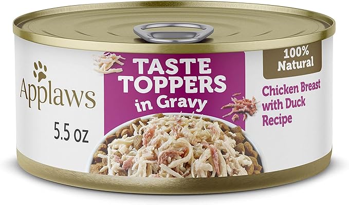 Applaws Taste Toppers, Grain-Free Dog Food Topper, Limited Ingredient, Chicken Breast with Duck in Gravy (12 x 5.5oz Cans)