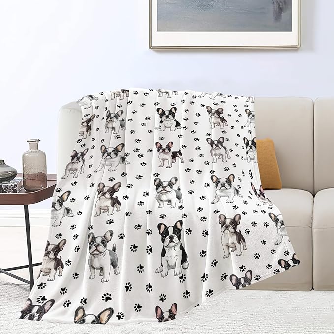 Boston Terrier Throw Blanket French Bulldog Frenchie Puppy Stuff Gifts for Dog Lover Kids Girls Boys Adults Women Men Soft Cozy Warm Plush Fluffy Fuzzy Fleece Blanket Decor 40''X50''