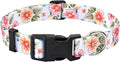 Floral Dog Collar, Adjustable Soft Nylon Pet Collar for Small Medium Large Dogs, Cute Flower Pattern Dog Collar for Girl Boy Dogs(Meadow Leaf,M)