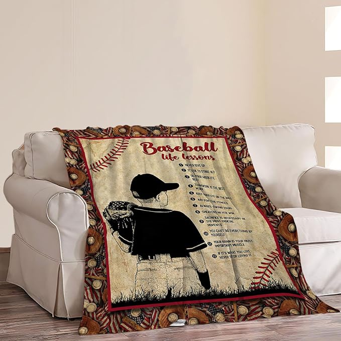 Baseball Blanket Baseball Decor Gifts Throw Blankets Cozy Fleece Flannel Blanket Soft Warm Plush Lightweight Blanket Baseball Gift for Boys Teens Kids for Couch Sofa Bed 50"X60"