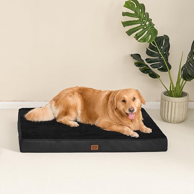 EHEYCIGA Orthopedic Dog Bed Waterproof 47"x29", Memory Foam Pet Bed for XXLarge Dog Bed, Washable Pet Mat with Removable Cover, Black