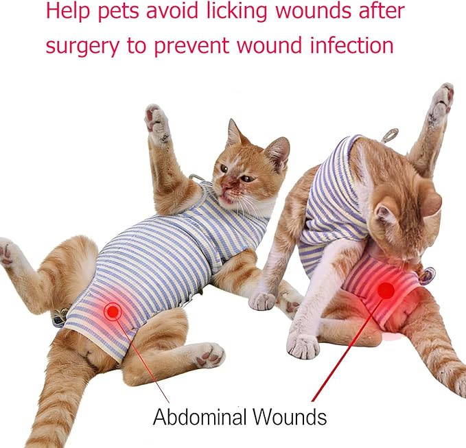 4pcs Cat Surgery Recovery Suit, Dog Neuter Recovery Suit for Female Male Pets, Cat Onesie After Surgery Spay Neuter, Kitten Surgical Clothes, Bodysuit for Abdominal Wounds Skin Disease (Medium)