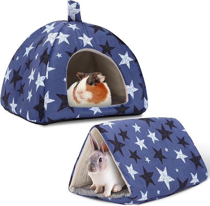 2-Pack Guinea Pig Hideout with Tunnel, Warm Lightweight Small Animal Bed, Easy to Clean Guinea Pig Bed for Rabbits Hamsters Chinchillas