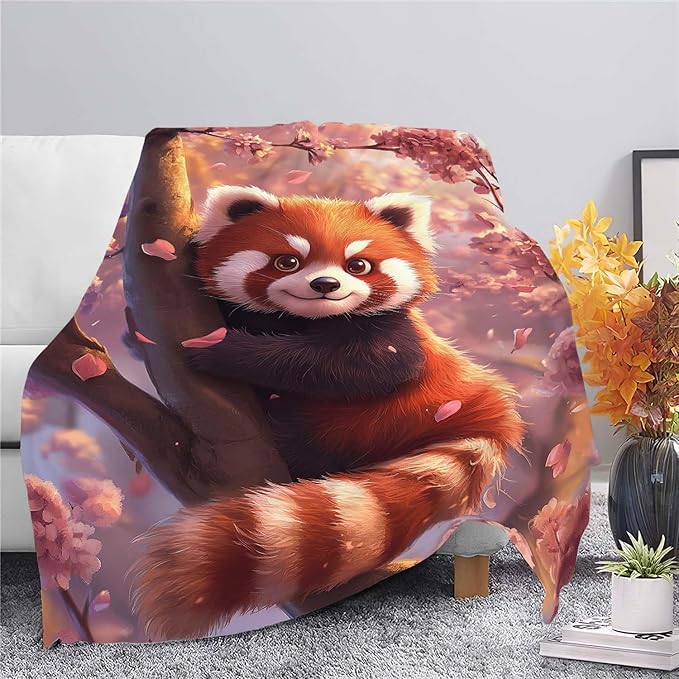 Red Panda Blanket Cute Red Panda Throw Blanket Gifts for Girls Boys Kids Women Men Adults Super Soft Cozy Plush Fluffy Fuzzy Fleece Blanket Home Decor 50''X60''