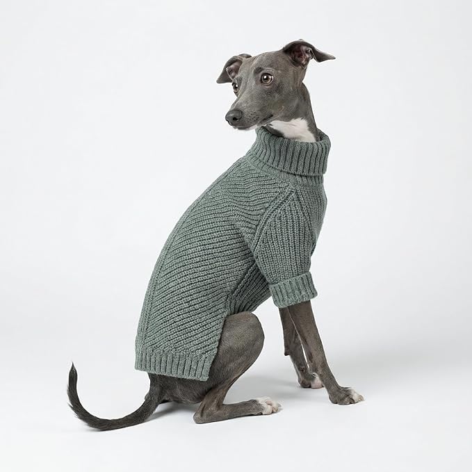 Fitwarm Dog Turtleneck Sweater, Thermal Knitted Pet Coat, Dog Winter Clothes for Small Dogs, Cat Apparel, Heather Grey, XXL