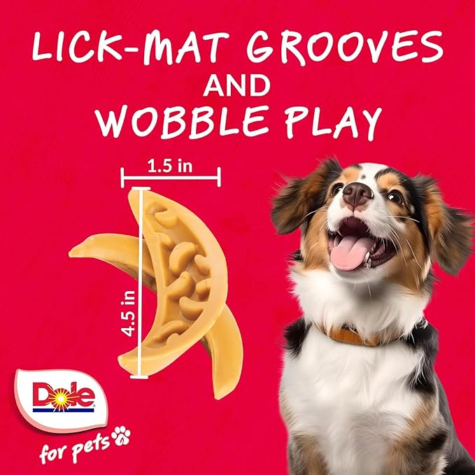 Dole for Pets Freshly Fetched Lasting Chew Banana Flavor Dog Treats, Medium and Large Breeds, No Wheat, Corn, Soy, Artificial Flavors, Colors, or Animal Products, 8 Ounces, 5 Chews - 2 Pack