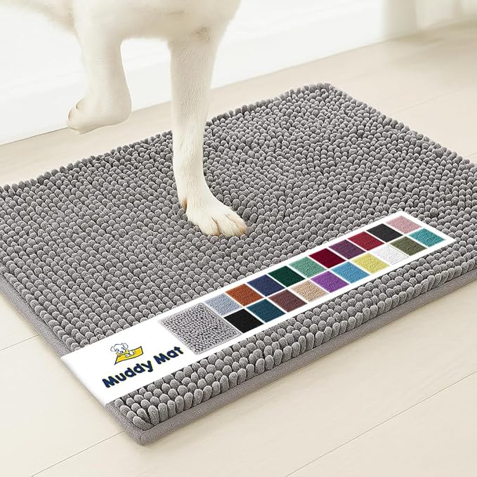 Muddy Mat® | Super Absorbent Door Mat Indoor, Microfiber Quick Dry Chenille Entryway Rug, Non-Slip Front Door Mat, Indoor Mats for Entryway, Machine Washable Pet Rug, Grey XXXL 72"X48"