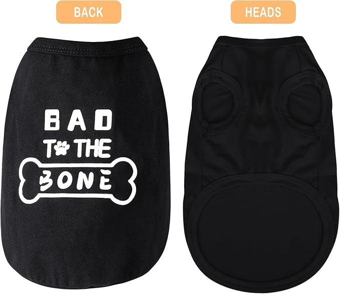 Discover Cozy Cotton Canine Wear: Soft, Lightweight, and Breathable Dog Shirt Vest with Eye-Catching Graphics(Bad to The Bone), Keeping Your Furry Friend Warm and Comfy! Grey S