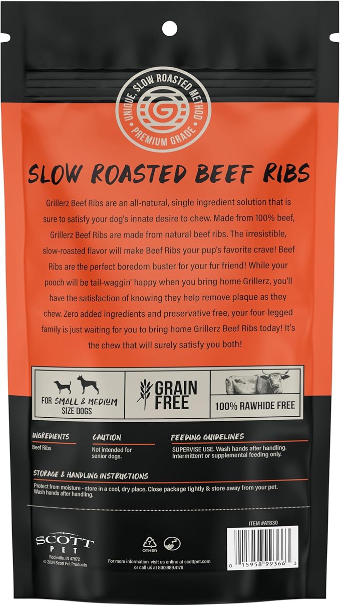 Grillerz Pitmasterz Ribs, 3 Count, All Natural Dog Treats for All Breeds, Dog Chews for Healthy Teeth