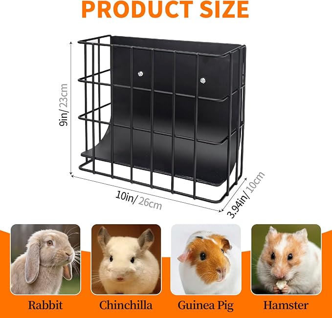 BESNEW Rabbit Hay Feeder,Upgraded Metal Guinea Pig Hay Feeder Hay-Leak Proof Bottom,Easy to Install,Bunny Supplies for Rabbit Guinea Pig Chinchilla Small Animals