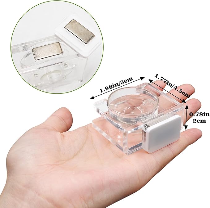 2 Pack Jumping Spider Feeding Dish - Transparent Acrylic Magnetic Tarantula Food Bowl and Water Dish - Enclosure Accessories for Small Spiders