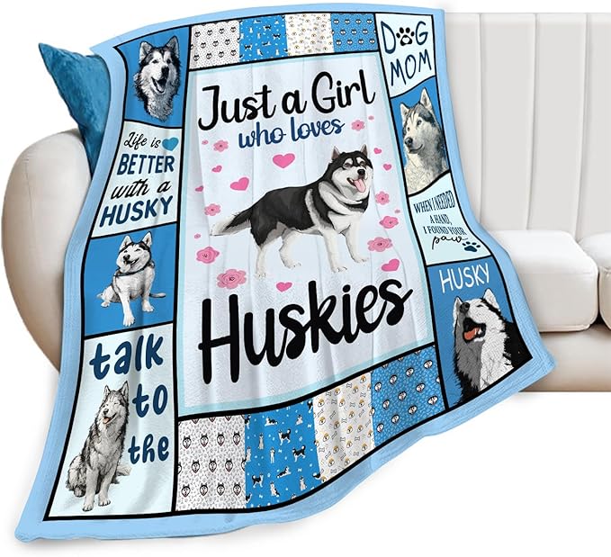 Husky Throw Blanket Husky Puppy Stuff Gifts for Dog Lover Kids Girls Boys Adults Women Men Soft Cozy Warm Plush Fluffy Fuzzy Fleece Blanket Decor 50''X60''