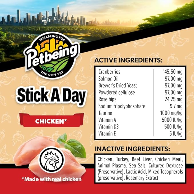 Stick a Day for Dogs | Specially Formulated 7-in-1 Functions Daily Real Meat Supplement for Dogs | Dog Chew Stick & Pet Vitamins Supplements Combination (7-Pack x 4, Mix)