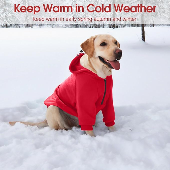 Nanaki Puppy Hoodies Dog Sweatshirts for Small Dogs-Cozy Fleece Sweater Pullover with Pocket for Bichon Frise, Warm Long Sleeve Chihuahua Jacket- Fall Winter Early Spring Indoor Outdoor Red, S