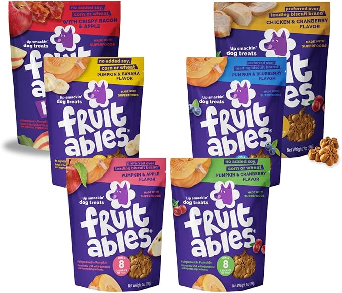 Fruitables Pumpkin Dog Treats, 7oz, Crunch Variety 12-Pack