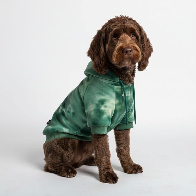 Spark Paws Dog Hoodie – Premium Dog Sweater for Small, Medium, and Large Dogs | Warm Outfits for French Bulldogs, Pitbull, Puppy, Winter Jacket Alternative - Green Skydye, 2XL