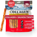 Wild Eats Salmon Flavor Collagen Twist Style Long Lasting Dog Chews (50 Pack, 1 cm Wide) No Hide, Dog Treat Bully Stick Alternative, Rawhide Free, Grain Free, High Protein