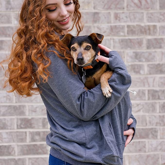 ALYC Unisex Hoodies Pet Holder Cat Dog Large Pouch Carriers Pullover with Cat Printing Sweatshirt (Dark Grey-Classic Version, XL)