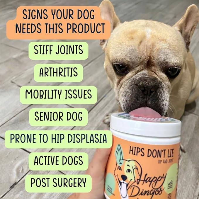 Hips Don't Lie Hip and Joint Supplement for Dogs - Glucosamine, MSM, Chondroitin - for Inflammation, Mobility Support, Joint Pain Relief - 120 Count - Bacon Soft Chew