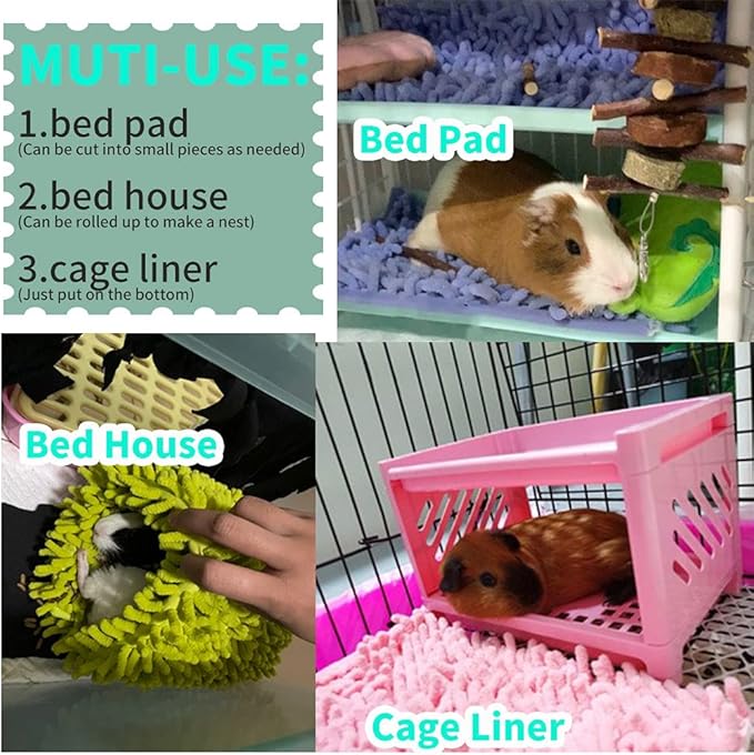 Oncpcare Guinea Pig Liner Rabbit Washable Pee Pads Reusable Guinea Pig Training Pad Small Animal Sleeping Bedding Mat for Bunny Fleece Liners for Chinchilla Cage