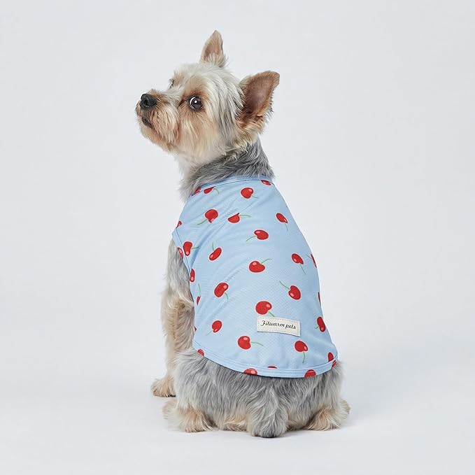 Fitwarm 2 Pack Ice Cream & Cherry UPF 50+ UV Sun Protection Dog Shirt, Lightweight Cooling Vest, Quick Dry Summer Clothes for Small Dogs Girl, Pet Outfit, Pink, Light Sky Blue, Large
