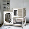 Rabbit Hutch Cage Outdoor and Indoor Bunny Hutch on Wheels with Two Deeper No Leak Trays, Guinea Pig Cages Rabbit House (Matcha Color)