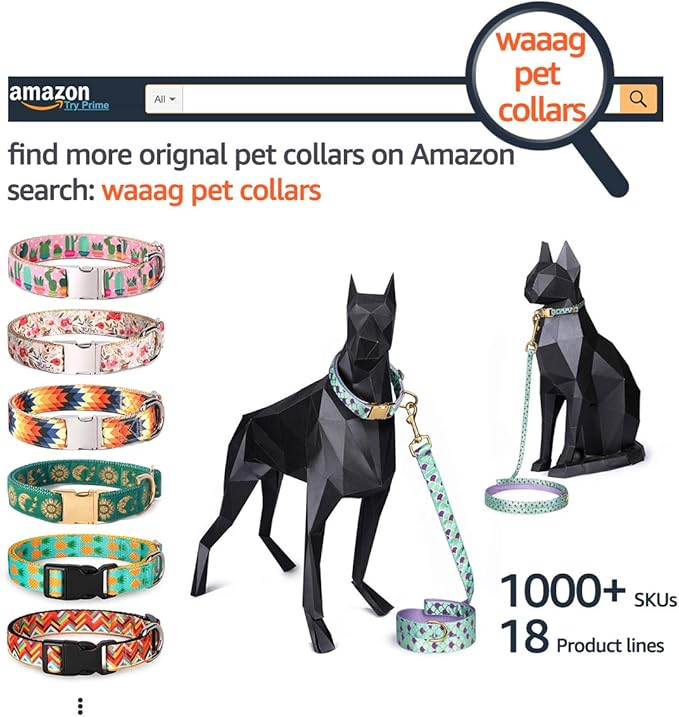 waaag Pet, Moons Stars Suns Dog Collar Cat Collar, Multiple Designs Crescent Celestial Dog Cat Collar Leash Harness Medium (Pack of 1)