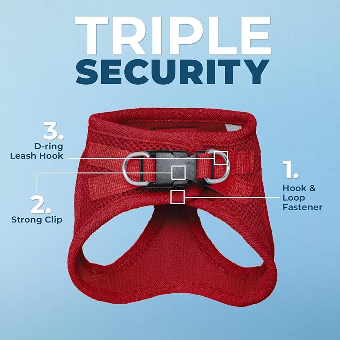 Voyager Step-in Pet Harness - All Weather Mesh, Adjustable Step in Harness for Cats and Dogs by Best Pet Supplies - 307S Red, S