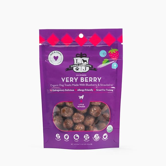 Lord Jameson: Very Berry 3oz - Small Breed Dog Treats - Soft & Chewy, Antioxidant Rich, Training & Little Rewards