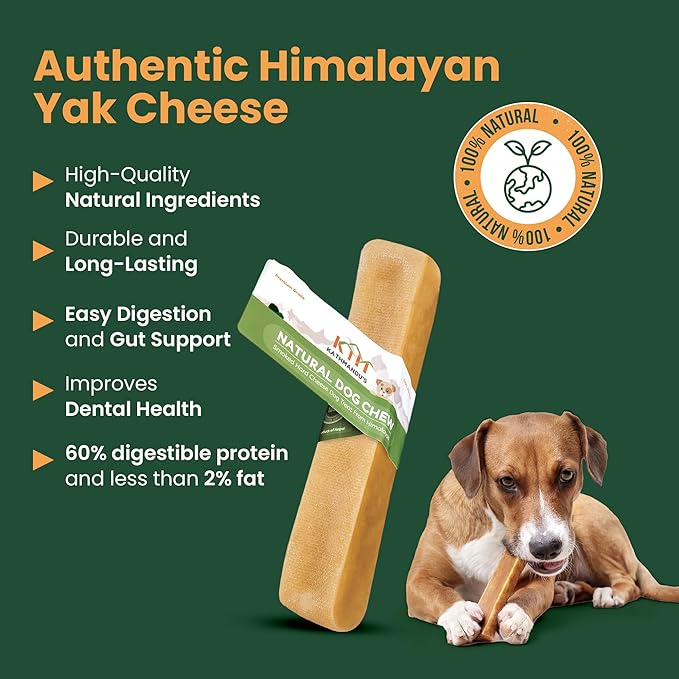 KATHMANDU'S 100% Natural Himalayan Yak Cheese Chews - All Natural and Protein-Rich Nutrition Dog Treats, Long Lasting Chews for Aggressive Chewers, Odor Free Yak Chew | Large/X Large (Pack of 8)