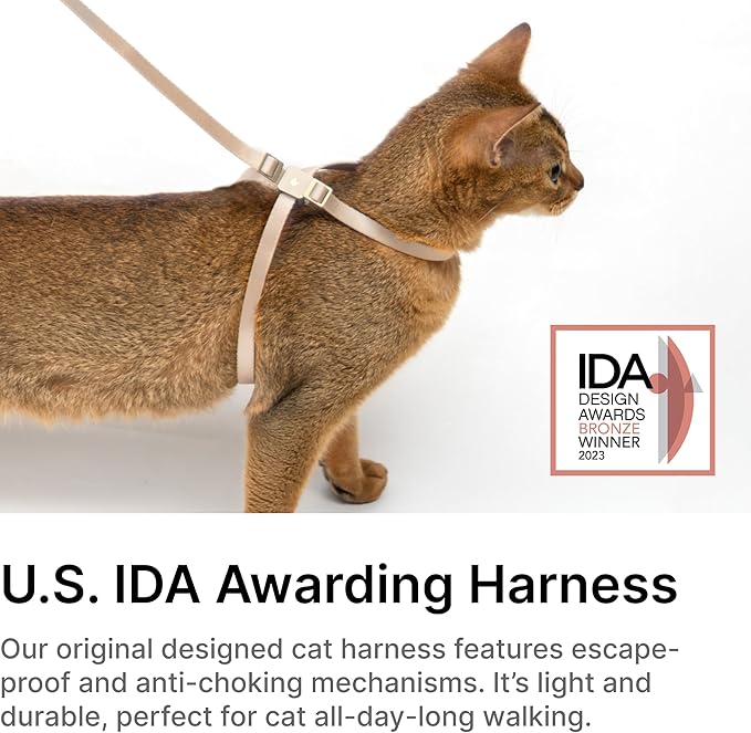 Cat Harness Escape-Proof Anti-Choking Adjustable Nylon Harness Lightweight with Anodized Aluminum Buckle, Ideal for Cats Outdoor Walking and Training, IDA Award (Blurple, M (17.7"))