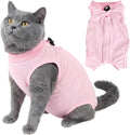 Cat Surgery Recovery Suit Female Medium, Kitten Onesie Bodysuit for Cat After Surgery, Cone of Shame Alternative Suit for Cat Anti Licking Spay Abdominal Wounds Skin Diseases Protection (Pink,M)