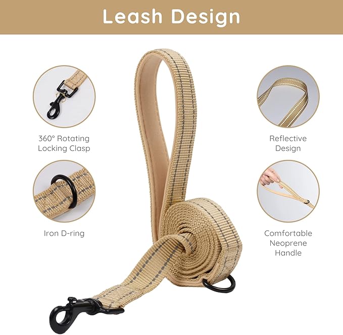 BELLA & PAL Step in Vest Harness for Small and Medium Dogs, No Pull Small Dogs Harness with Leash Set, Comfortable Air Mesh Dog Vest Harness with Reflective Strip (Khaki, S)