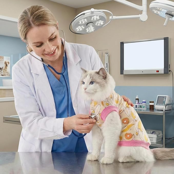 FEimaX Cat Surgery Recovery Suit Cat Onesie for Cats After Surgery Spay Surgical Cone of Shame Alternative Surgical Spay Suit for Female Cat, Post-Surgery or Skin Diseases Protection