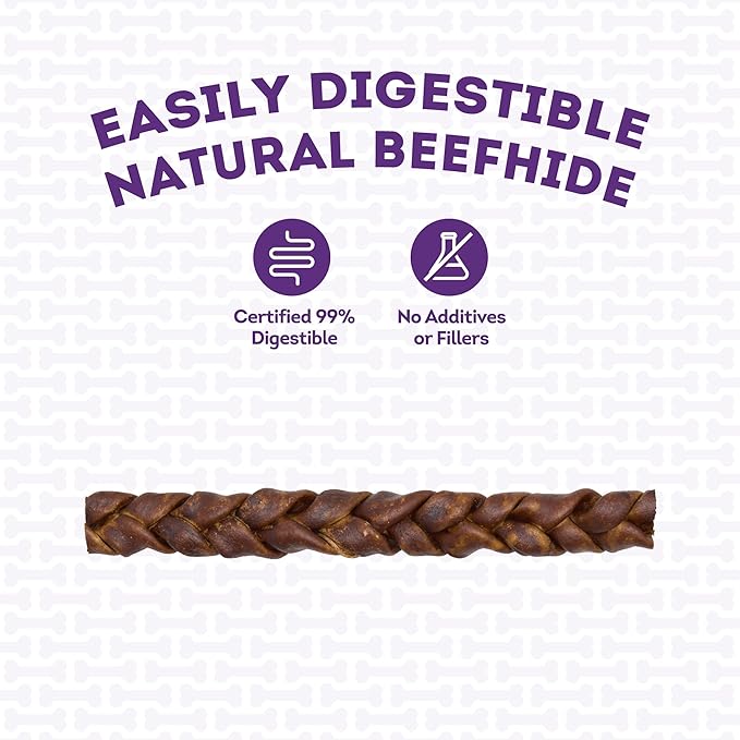 USA Beefhide Braids 12-13" Dog Chew Treats - Beef Flavor, 2 Count/2 Pack